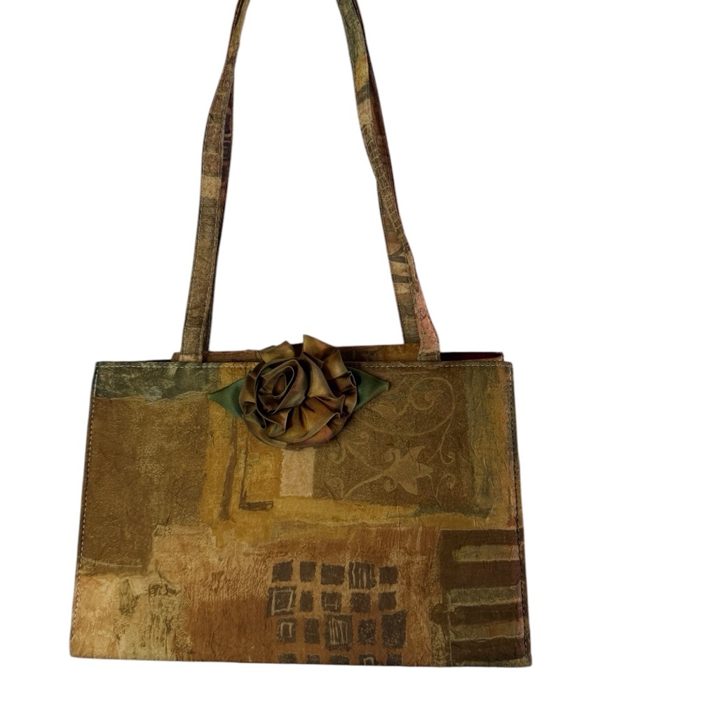 Vintage Y2K Orient Silk rusty Brown-patterned multicolor Handbag Granny Core